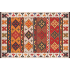 Red Southwest Rug Polypropylene geometric pattern area rug non-slip backing machine washable easy care indoor rug for living room