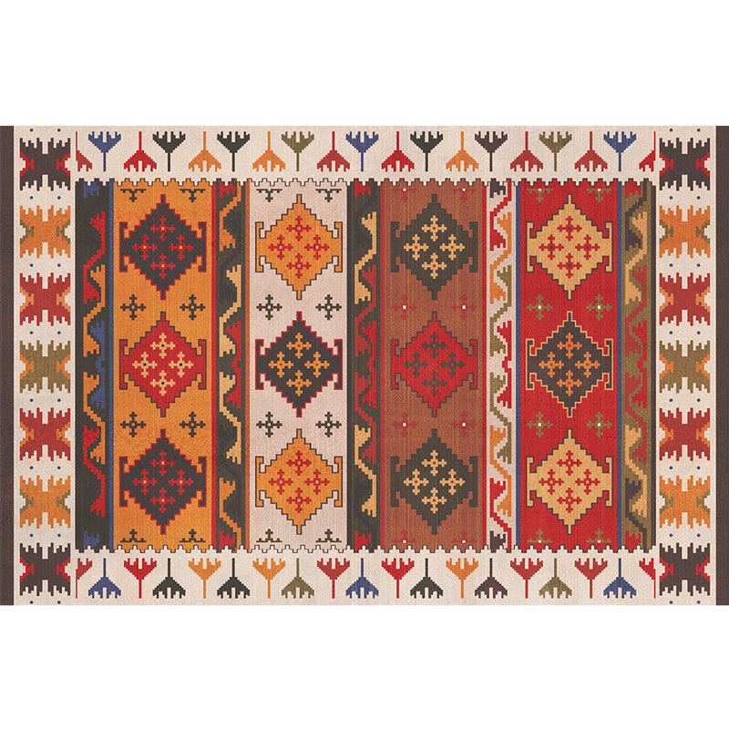 Red Southwest Rug Polypropylene geometric pattern area rug non-slip backing machine washable easy care indoor rug for living room