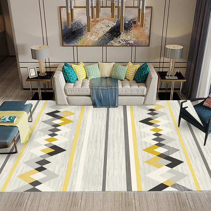 Multicolored Southwestern Carpet Polypropylene Stripes Printed Area Rug Non-Slip Backing Pet-Friendly Maintenance-Friendly Indoor Rug for Decor