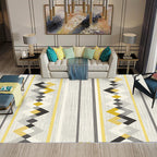Multicolored Southwestern Carpet Polypropylene Stripes Printed Area Rug Non-Slip Backing Pet-Friendly Maintenance-Friendly Indoor Rug for Decor