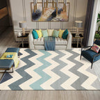 Multicolored Southwestern Carpet Polypropylene Stripes Printed Area Rug Non-Slip Backing Pet-Friendly Maintenance-Friendly Indoor Rug for Decor