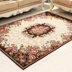 Multicolored Retro Rug Synthetic Floral Pattern Area Rug non-slip backing Stain-resistant Washable Rug for the Living Room