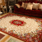 Multicolored Retro Rug Synthetic Floral Pattern Area Rug non-slip backing Stain-resistant Washable Rug for the Living Room