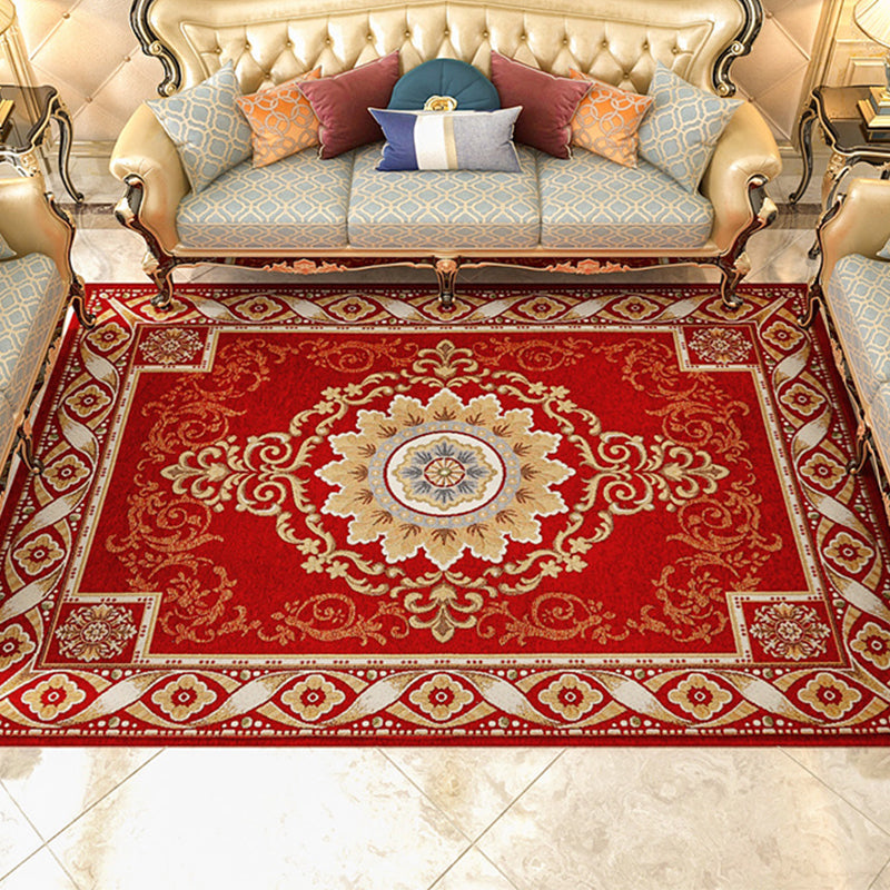 Shabby Chic Floral Rug Multicolored Synthetic Rug With Non-Slip Back Stain Resistant Washable Rug for Living Room