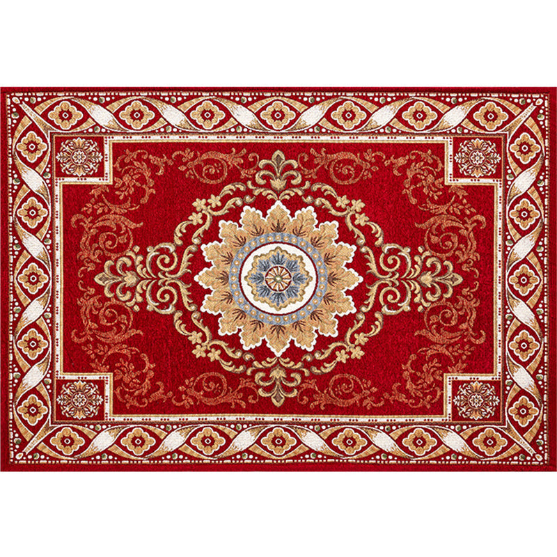 Shabby Chic Floral Rug Multicolored Synthetic Rug With Non-Slip Back Stain Resistant Washable Rug for Living Room