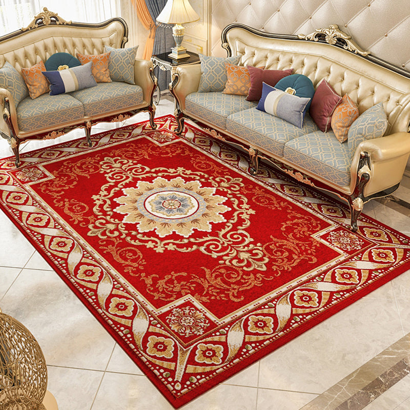 Shabby Chic Floral Rug Multicolored Synthetic Rug With Non-Slip Back Stain Resistant Washable Rug for Living Room