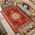 Shabby Chic Floral Rug Multicolored Synthetic Rug With Non-Slip Back Stain Resistant Washable Rug for Living Room