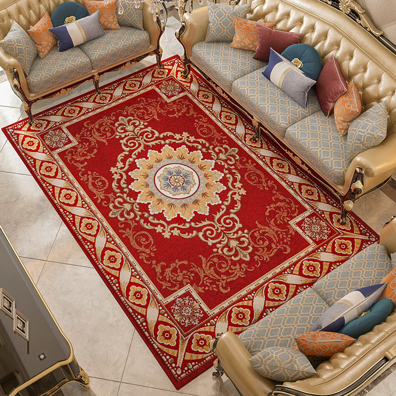 Shabby Chic Floral Rug Multicolored Synthetic Rug With Non-Slip Back Stain Resistant Washable Rug for Living Room