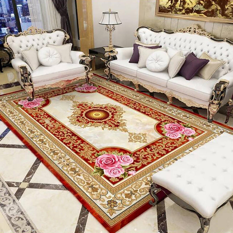 Olden Parlor Rug Multicolored Floral Pattern Rug Synthetic Maintenance Friendly Stain Resistant Washable Rug
