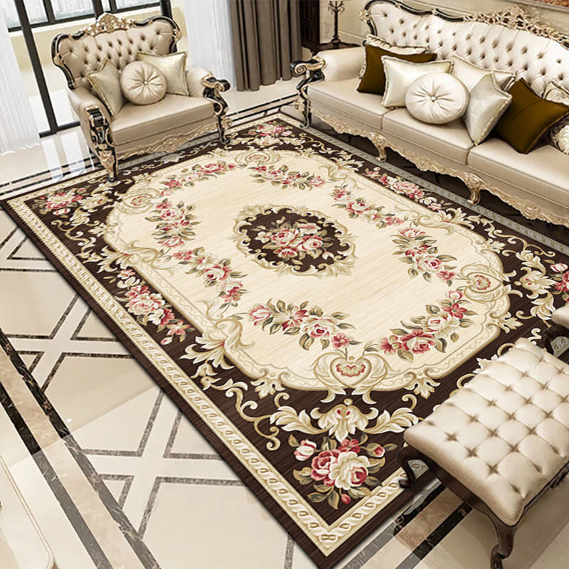 Olden Parlor Rug Multicolored Floral Pattern Rug Synthetic Maintenance Friendly Stain Resistant Washable Rug