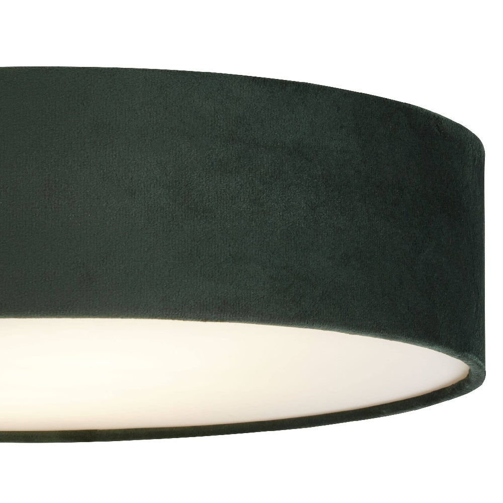 Green Velvet & Opal Diffuser Vintage Round Flush Drum Light 38cm