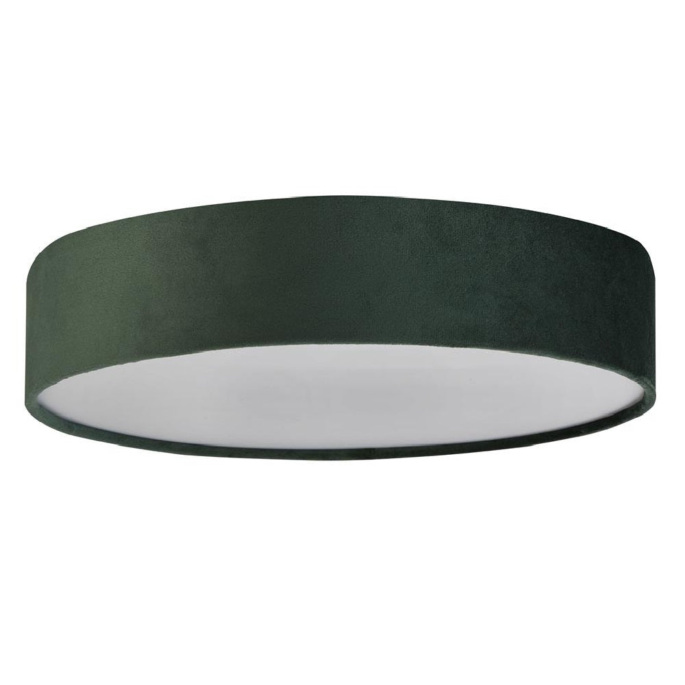 Green Velvet & Opal Diffuser Vintage Round Flush Drum Light 38cm