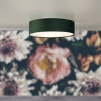 Green Velvet & Opal Diffuser Vintage Round Flush Drum Light 38cm