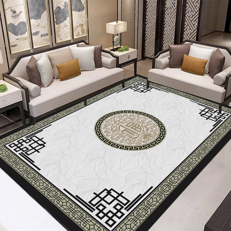 Retro Living Room Carpet Multicolor Plant Pattern Area Rug Cotton Blend Non-Slip Backing Pet-Friendly Indoor Rug