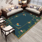 Retro Living Room Carpet Multicolor Plant Pattern Area Rug Cotton Blend Non-Slip Backing Pet-Friendly Indoor Rug