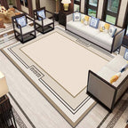 Multicolor Living Room Rug Asian Geometric Print Indoor Carpet Polyester Non-Slip Backing Stain Resistant Area Rug