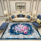 Chinoiserie Flower Rug Multicolor Polypropylene Area Rug Non-Slip Back Pet-Friendly Easy Care Indoor Rug for Living Room