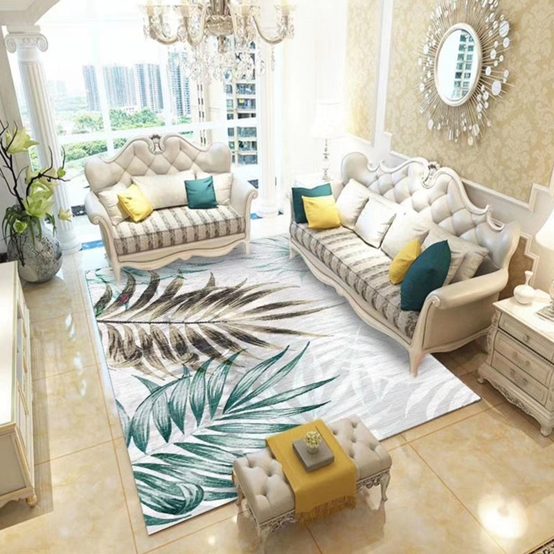 Chinoiserie Flower Rug Multicolor Polypropylene Area Rug Non-Slip Back Pet-Friendly Easy Care Indoor Rug for Living Room