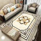 Colorful geometric printed carpet made of polyester Retro indoor rug with non-slip backing, stain-resistant carpet for the living room