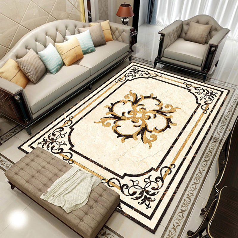 Colorful geometric printed carpet made of polyester Retro indoor rug with non-slip backing, stain-resistant carpet for the living room