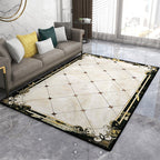Formal Living Room Rug Multicolor Geometric Pattern Area Rug Leather Non-Slip Backing Pet Friendly Easy Care Rug