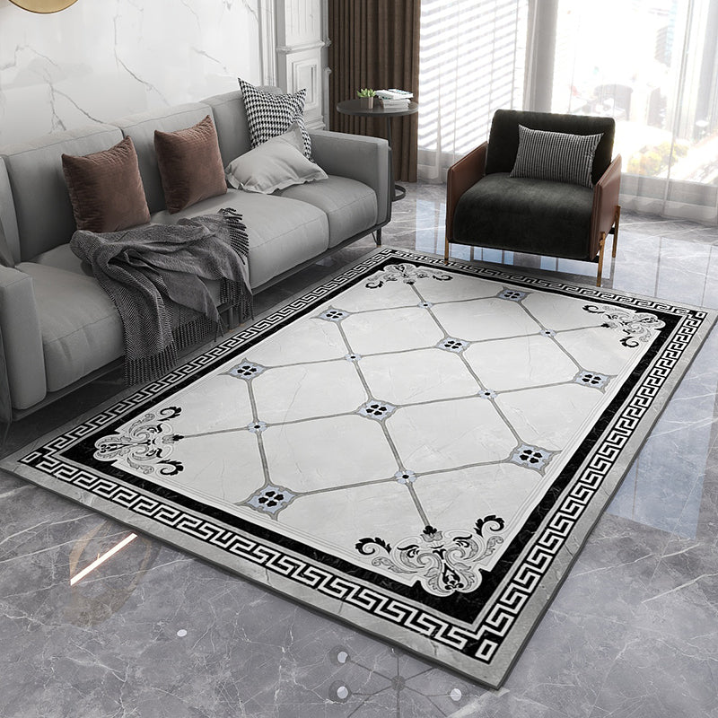 Formal Living Room Rug Multicolor Geometric Pattern Area Rug Leather Non-Slip Backing Pet Friendly Easy Care Rug