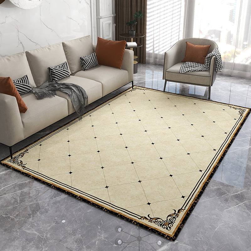 Formal Living Room Rug Multicolor Geometric Pattern Area Rug Leather Non-Slip Backing Pet Friendly Easy Care Rug
