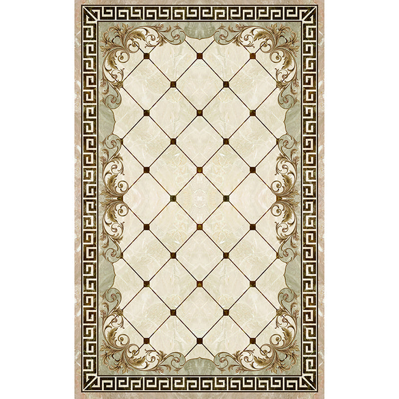 Formal Living Room Rug Multicolor Geometric Pattern Area Rug Leather Non-Slip Backing Pet Friendly Easy Care Rug
