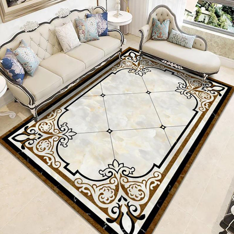 Nostalgia Geometric Printed Rug Multicolored Polyester Indoor Rug Non-Slip Backing Pet-Friendly Rug for Living Room