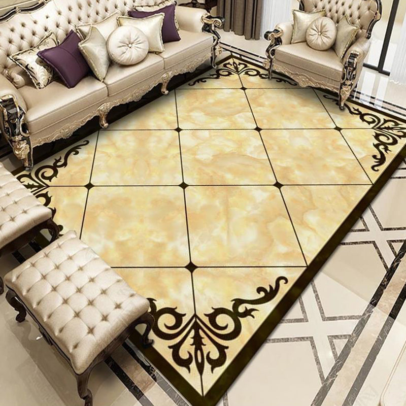 Nostalgia Geometric Printed Rug Multicolored Polyester Indoor Rug Non-Slip Backing Pet-Friendly Rug for Living Room