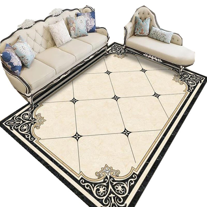 Nostalgia Geometric Printed Rug Multicolored Polyester Indoor Rug Non-Slip Backing Pet-Friendly Rug for Living Room