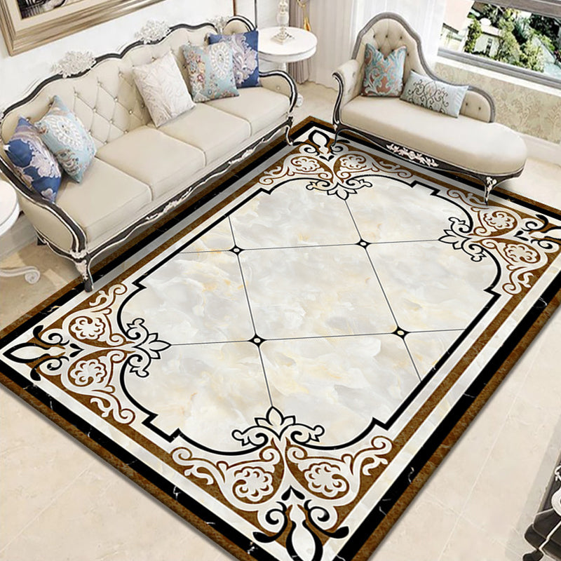 Nostalgia Geometric Printed Rug Multicolored Polyester Indoor Rug Non-Slip Backing Pet-Friendly Rug for Living Room