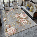 Formal Living Room Carpet Multicolored Plant Print Carpet for Indoors Polypropylene Non-Slip Back Pet-Friendly Carpet