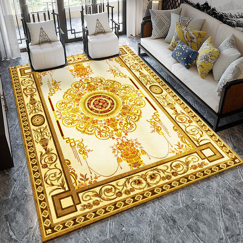 Formal Living Room Carpet Multicolored Plant Print Carpet for Indoors Polypropylene Non-Slip Back Pet-Friendly Carpet