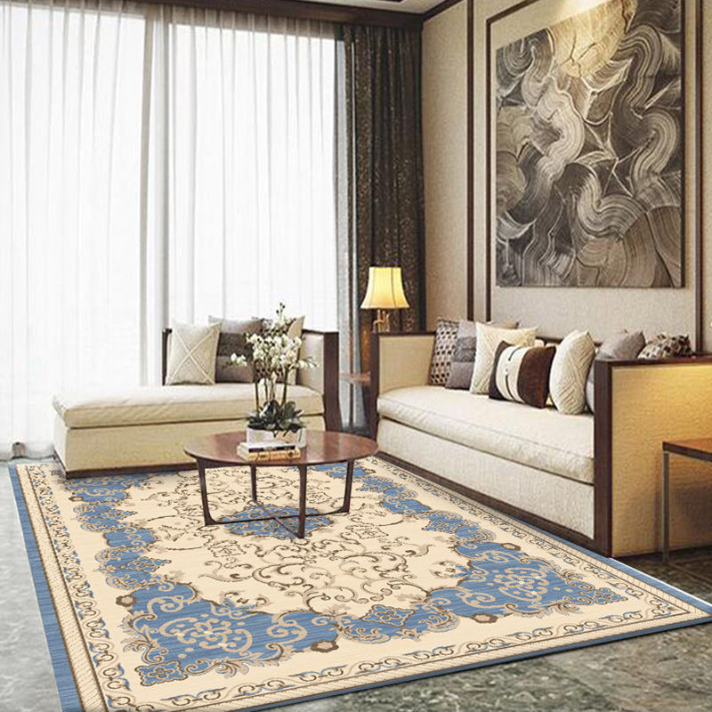 Formal Living Room Carpet Multicolored Plant Print Carpet for Indoors Polypropylene Non-Slip Back Pet-Friendly Carpet
