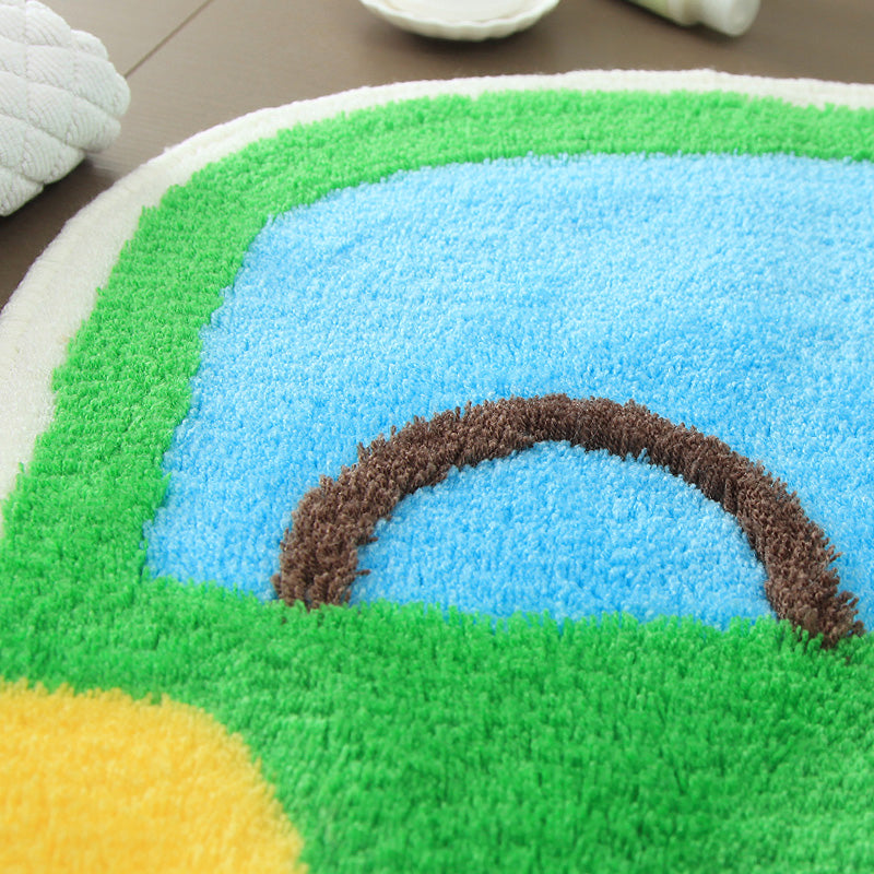 Creative Children’s Room Rug Multicolored 3D Pressed Indoor Rug Cotton Blend Non-Slip Pet Friendly Area Rug