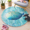 Beautiful Children's Room Rug Blue Cartoon Printed Indoor Rug Lambswool Non-Slip Backing Stain Resistant Area Rug