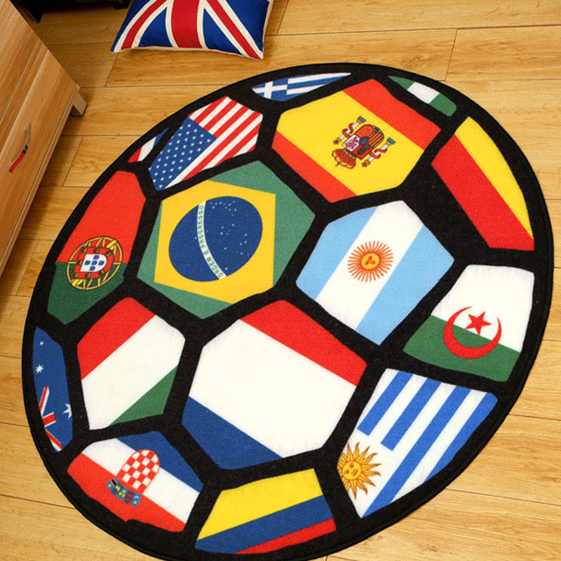 Modern Sport Printed Rug Red Nylon Indoor Rug Non-Slip Backing Pet Friendly Easy Care Area Rug for Kids Room