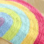 Fantasy Rainbow Pattern Rug Red Cotton Door Mat Pet Friendly Stain Resistant Easy to Care Door Mat for Children's Room