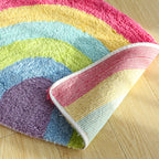 Fantasy Rainbow Pattern Rug Red Cotton Door Mat Pet Friendly Stain Resistant Easy to Care Door Mat for Children's Room