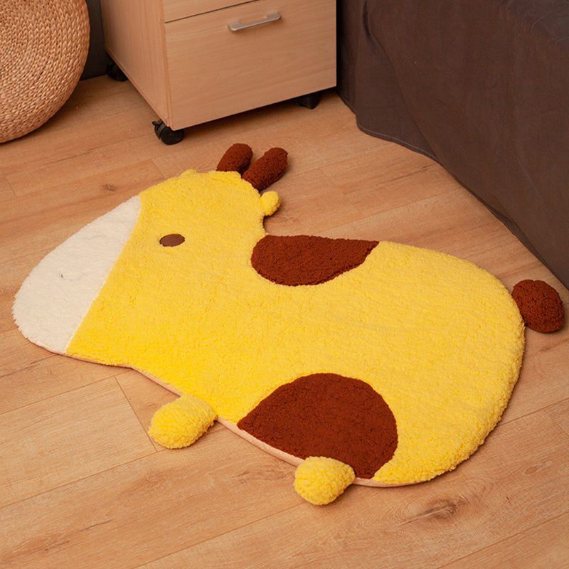 Cozy Bedroom Rug Multi-Colored Cartoon Printed Rug Made of Lambswool With Non-Slip Backing Pet-Friendly Indoor Rug