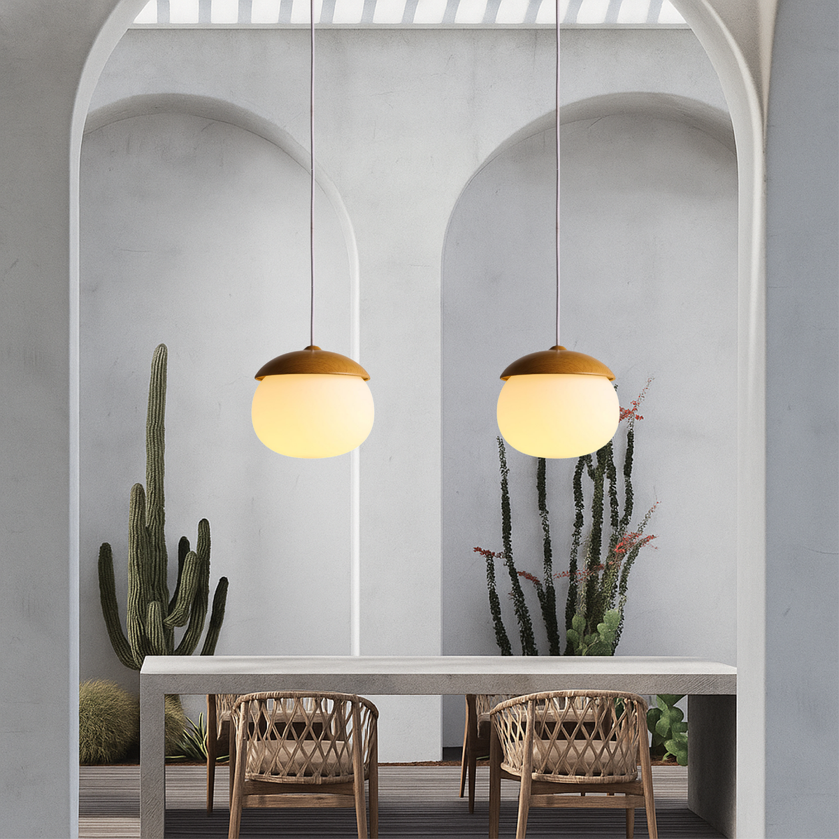 Nordic Wood Glass Pendant Light – Modern Design