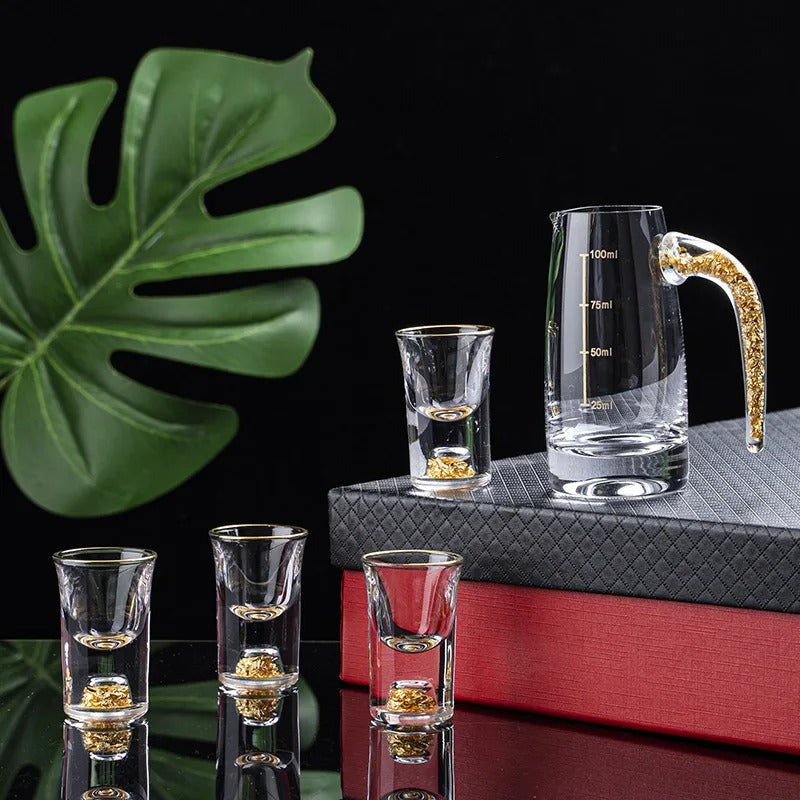 Sparkling Golden Handcrafted Drink Glassses Set