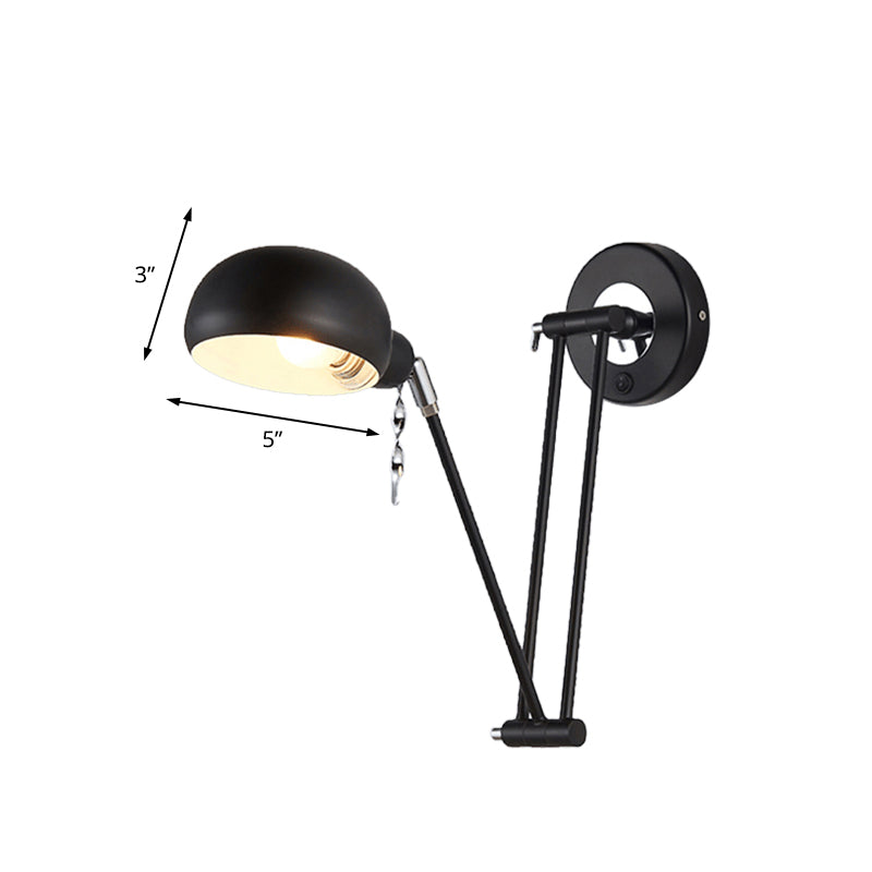 Bowl Living Room Wall Light with Swivel Arm Industrial Retro Metallic 1 Light Black Reading Wall Light