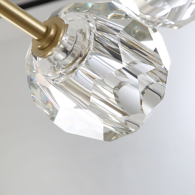 Modernism Dome Wall Lamp Fixture Clear Crystal 1/2-Light Living Room Wall Mounted Lamp in Brass Finish