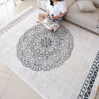 Moroccan living room rug Multicolored flower print rug lamb wool non-slip backing washable indoor rug