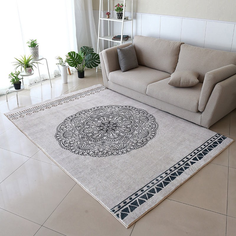 Moroccan living room rug Multicolored flower print rug lamb wool non-slip backing washable indoor rug