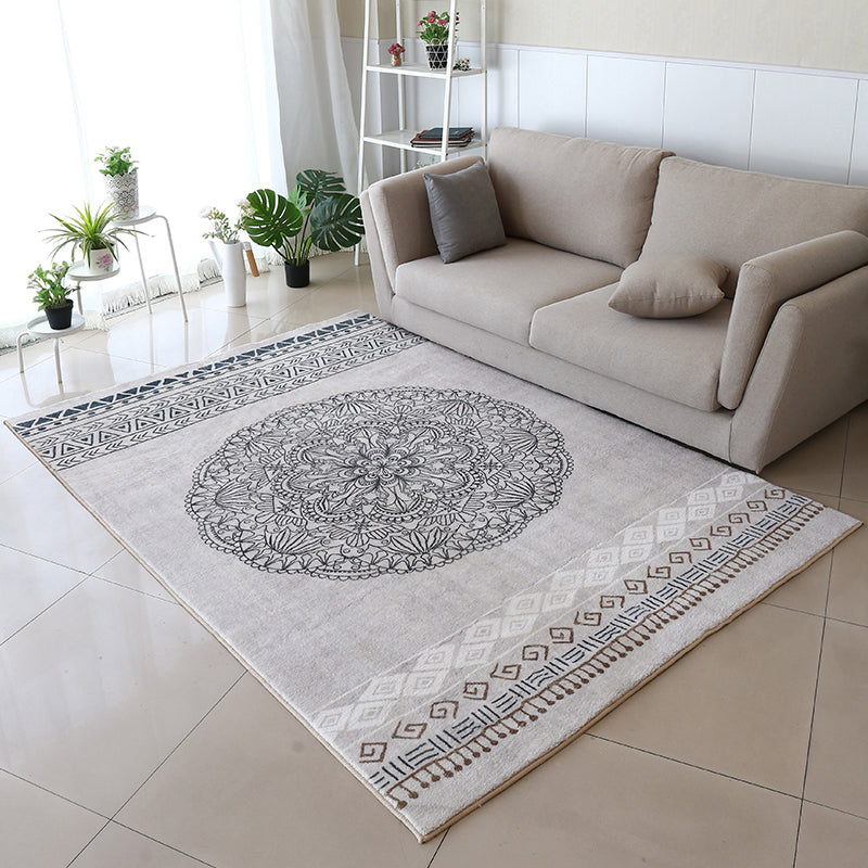 Moroccan living room rug Multicolored flower print rug lamb wool non-slip backing washable indoor rug
