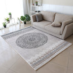 Moroccan living room rug Multicolored flower print rug lamb wool non-slip backing washable indoor rug