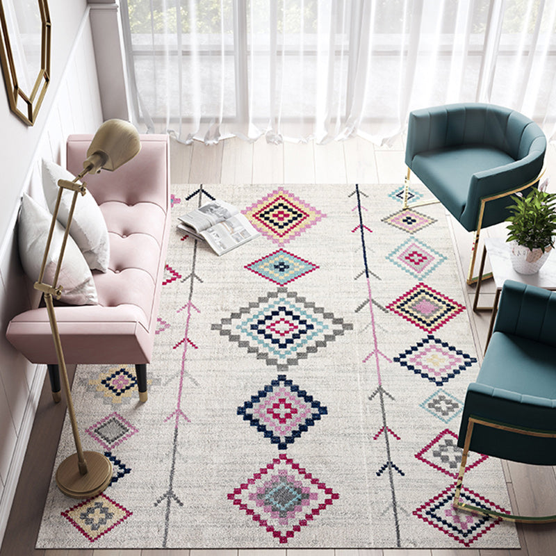 Casual Multicolor Geo Rug Polyester Western Area Rug Non-Slip Machine Washable Easy Care Indoor Rug for Living Room